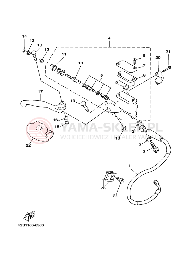 Schemat "Pompa hamulcowa przednia" do Yamaha YZ125