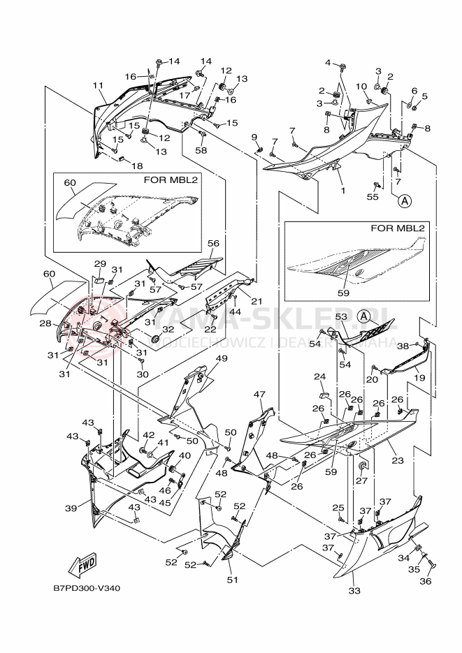 Schemat "elementy nadwozia" do Yamaha YZF-R3