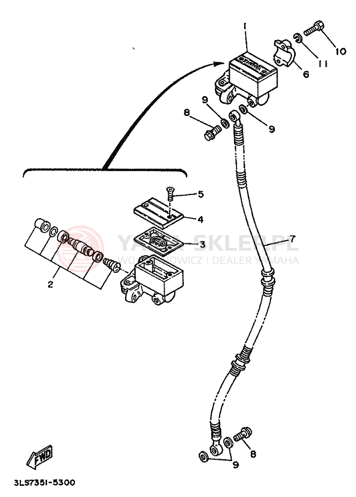 Schemat "Pompa hamulcowa przednia" do Yamaha XV250 VIRAGO