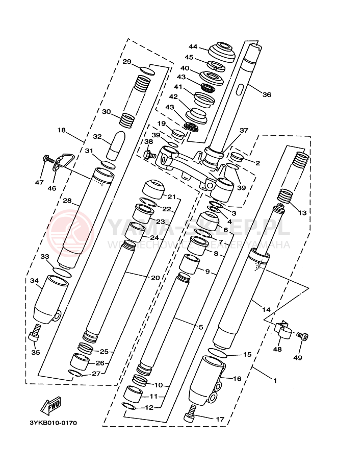 Schemat "Amortyzatory przód" do Yamaha YG50Z JOG Z