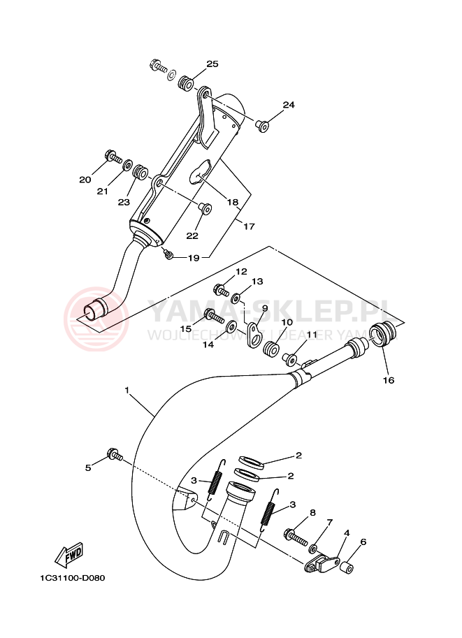 Schemat "Wydech końcowy" do Yamaha YZ125