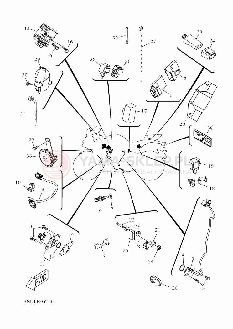 Schemat "układ elektryczny" do Yamaha YZF-R125