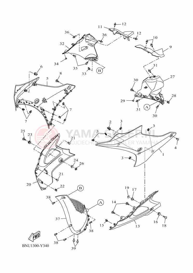 Schemat "Nadwozie przód" do Yamaha YZF-R125