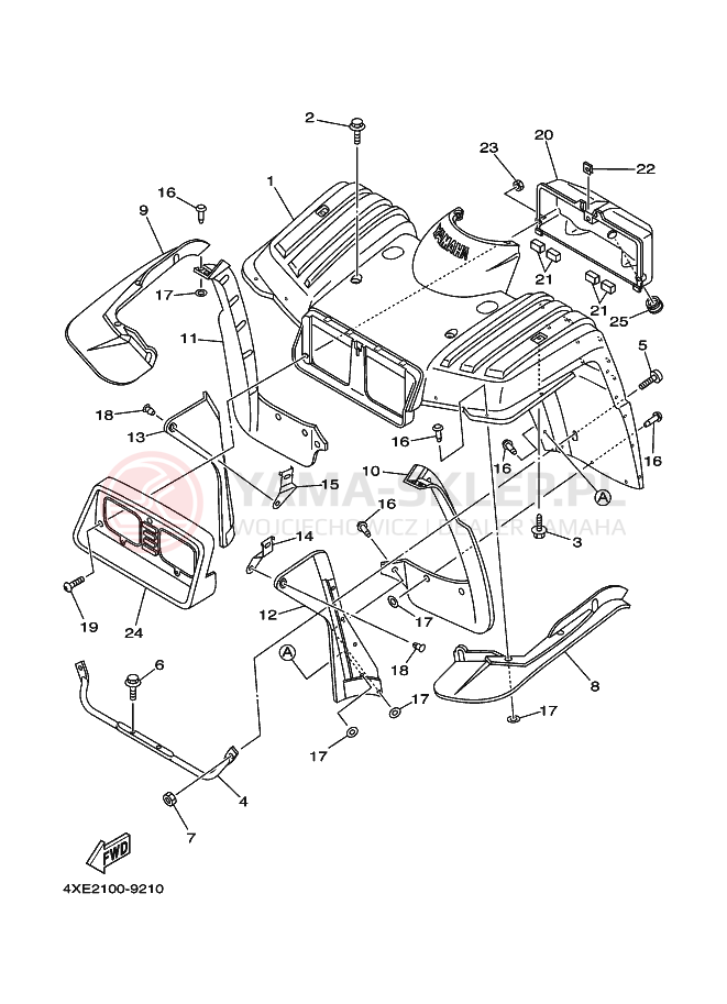 Schemat "Przedni błotnik" do Yamaha YFM250