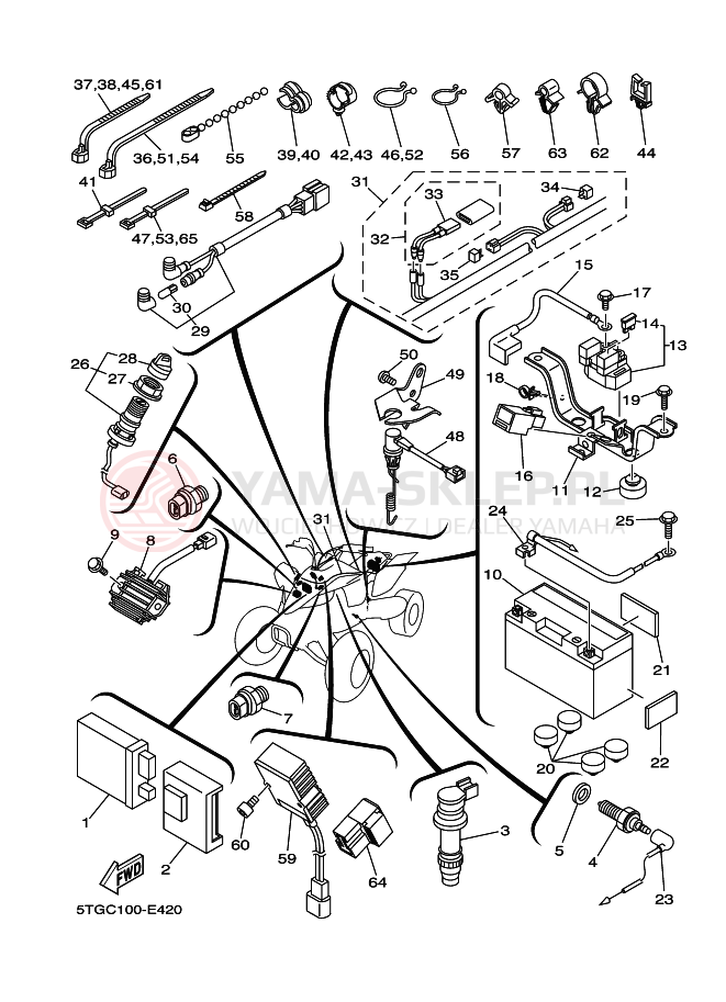 Schemat "układ elektryczny" do Yamaha YFZ450V