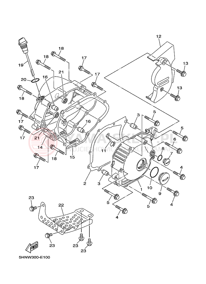 Schemat "Pokrywa silnika" do Yamaha TT-R90