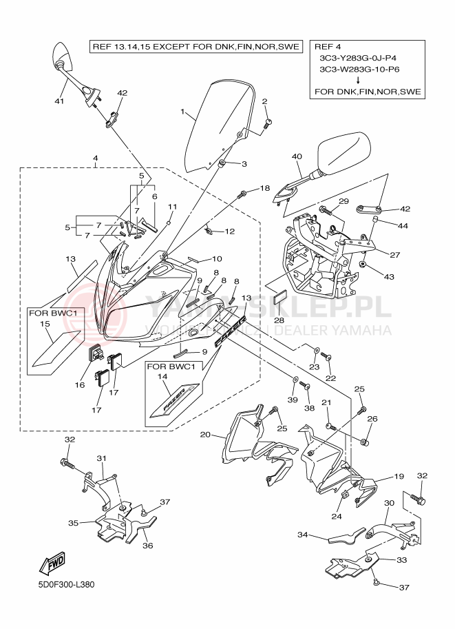 Schemat "elementy nadwozia" do Yamaha FZ1-SA