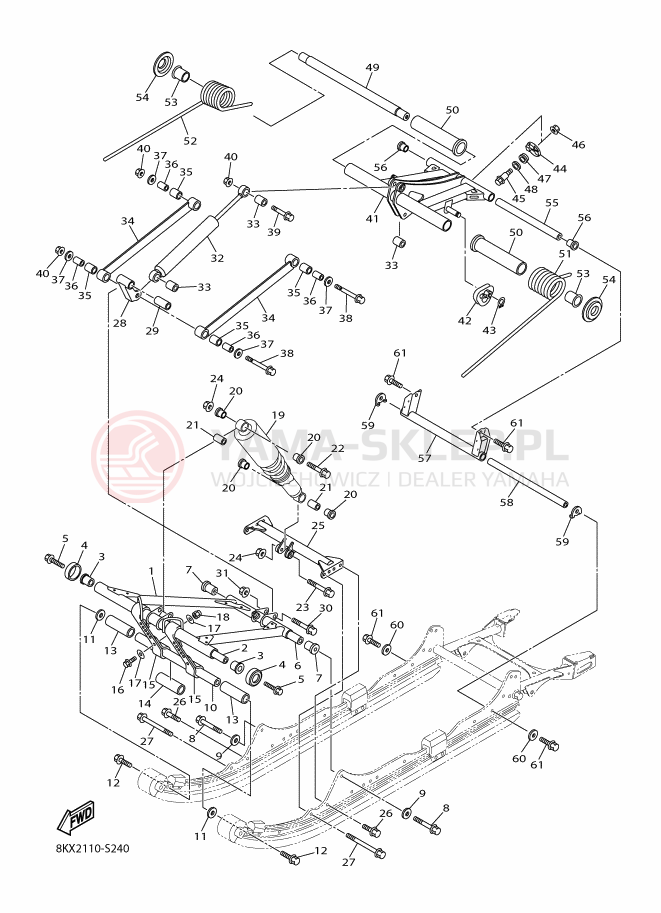 Schemat "Zawieszenie gąsiennicy" do Yamaha VK540V