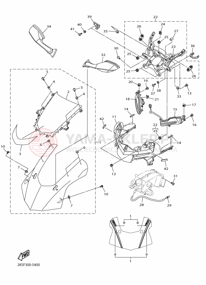 Schemat "elementy nadwozia" do Yamaha YZF-R1M
