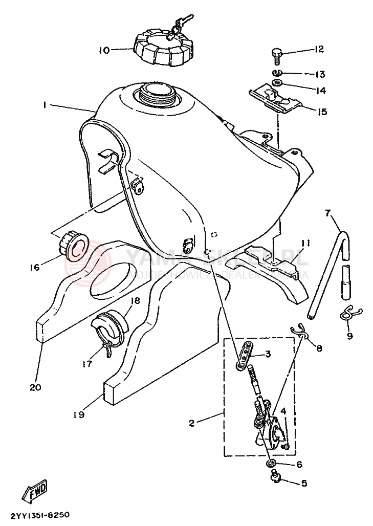 Schemat "zbiornik paliwa" do Yamaha DT200R