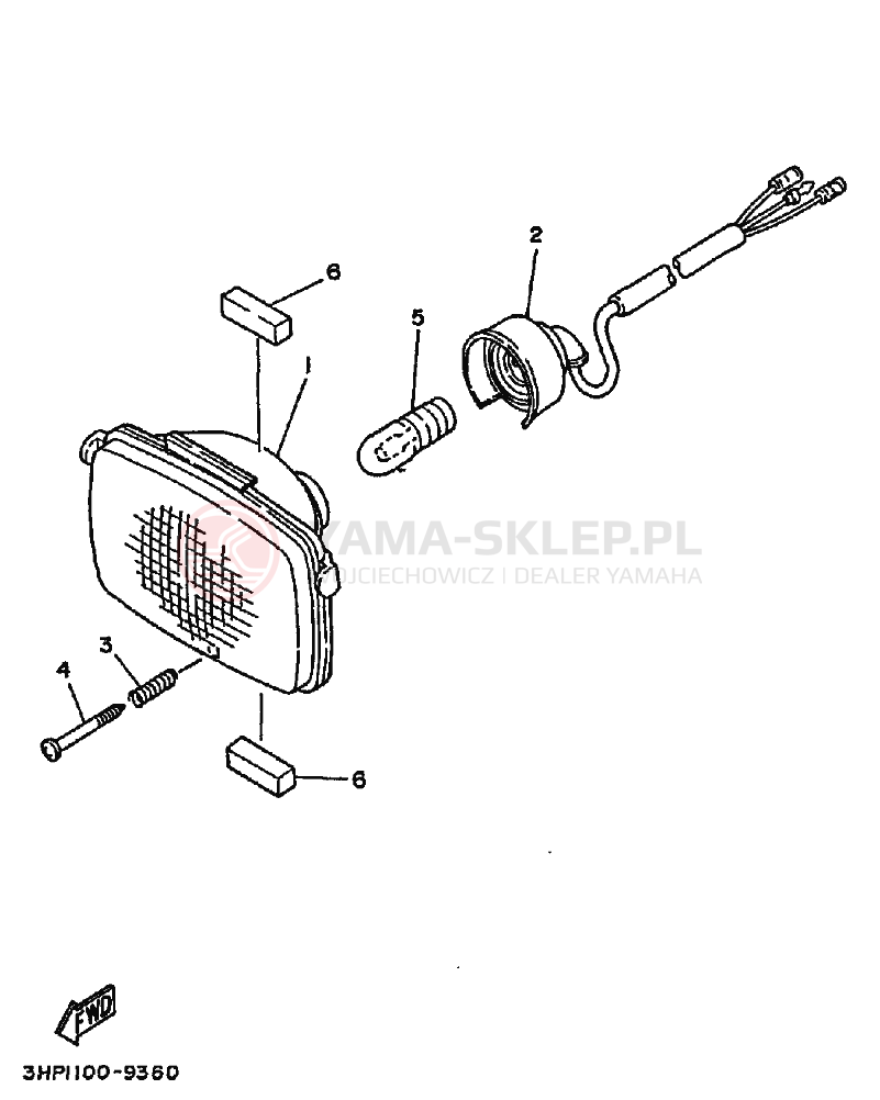 Schemat "Lampa przód" do Yamaha YFM350