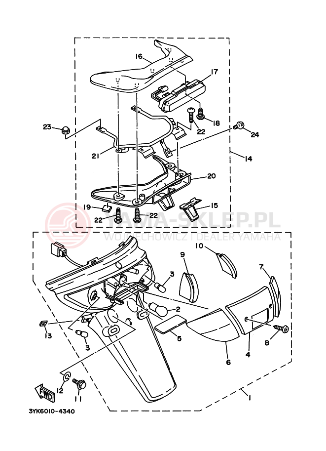 Schemat "Oświetlenie tył" do Yamaha YG50Z JOG Z