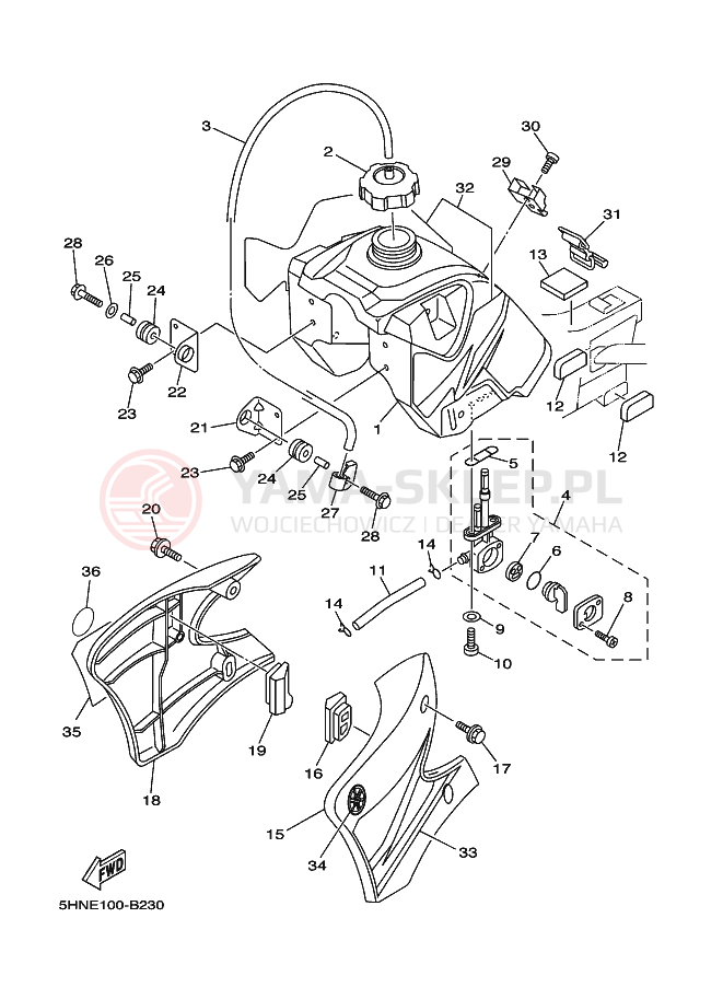 Schemat "zbiornik paliwa" do Yamaha TT-R90E