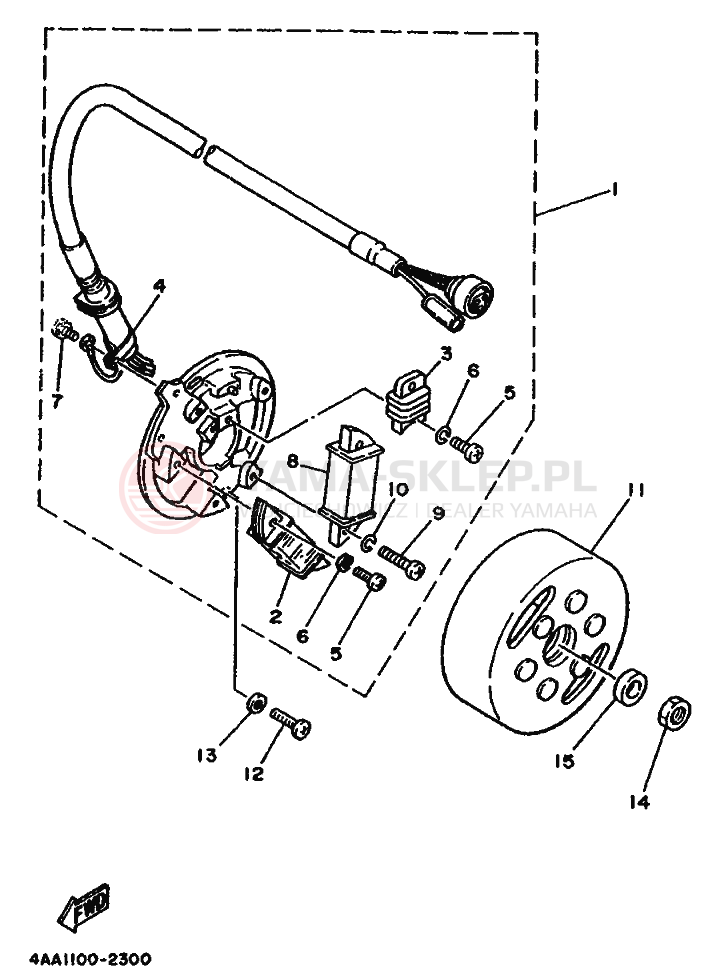 Schemat "prądnica" do Yamaha WR500Z