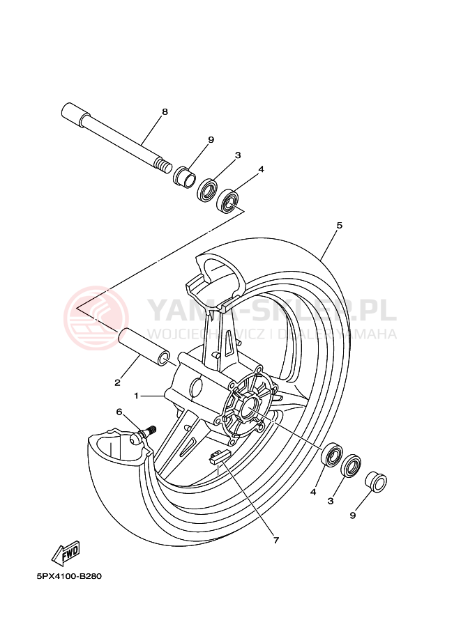 Schemat "Koło przód" do Yamaha XV1700PC XV17PCT ROADSTAR WARRIOR MIDNIGHT