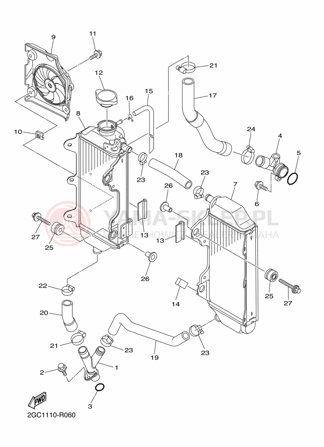 Schemat "Układ chlodzenia" do Yamaha WR450F