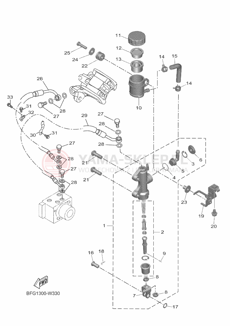 Schemat "Pompa hamulcowa tył" do Yamaha XSR125