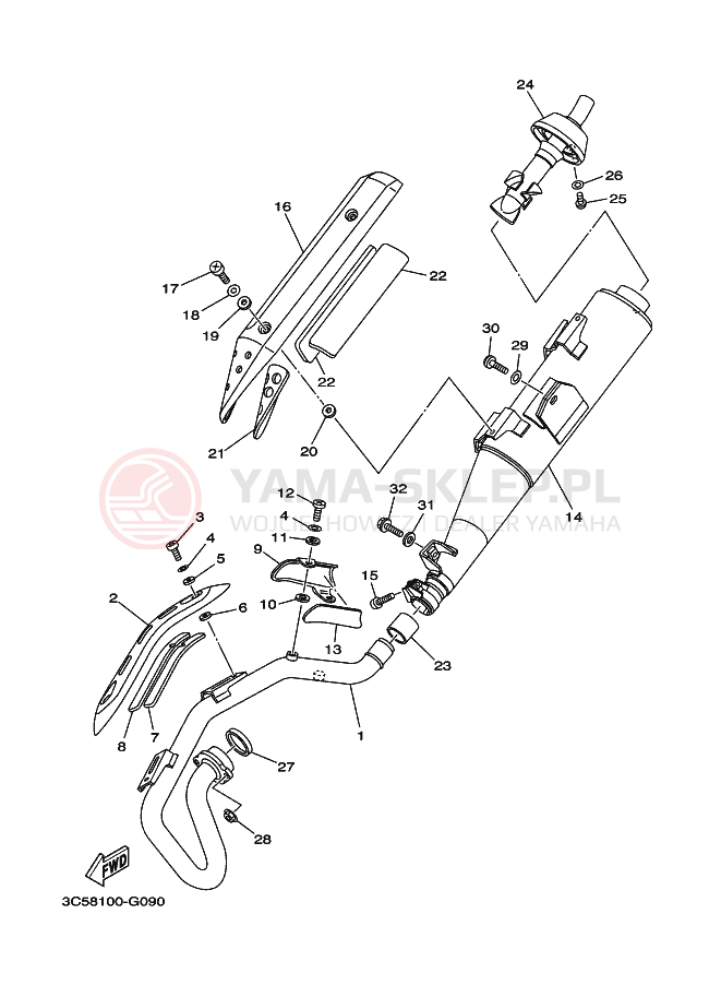 Schemat "Wydech końcowy" do Yamaha XT250E
