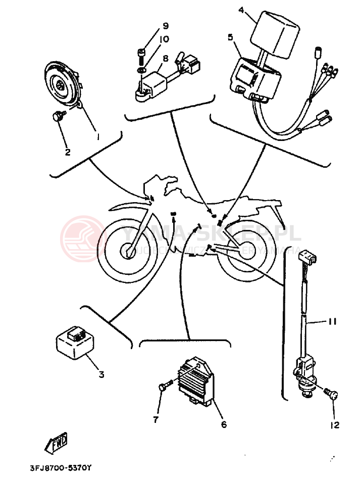 Schemat "układ elektryczny" do Yamaha DT175 DT175G