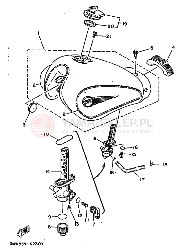 Schemat "zbiornik paliwa" do Yamaha SR125