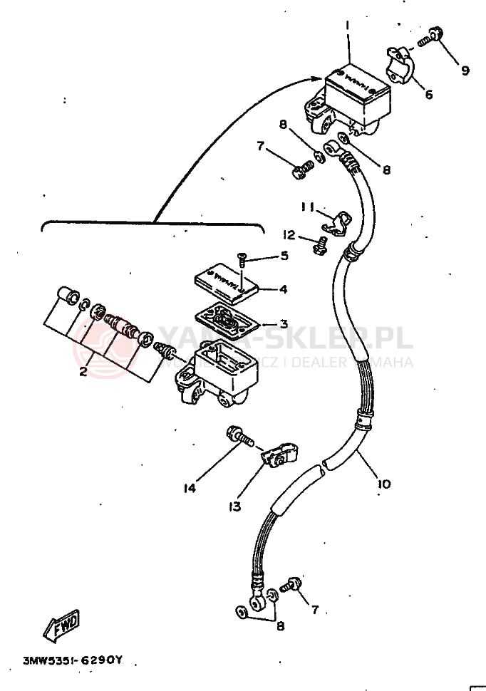 Schemat "Pompa hamulcowa przednia" do Yamaha SR125
