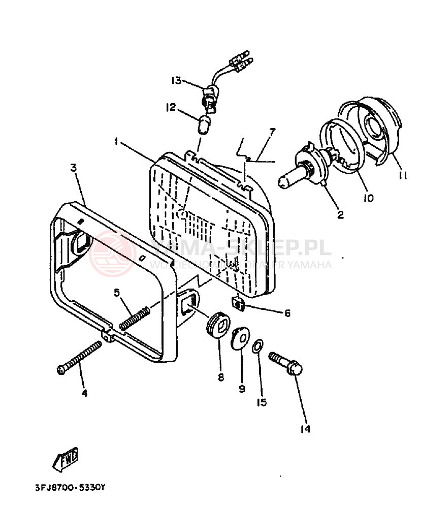 Schemat "Lampa przód" do Yamaha DT175 DT175G