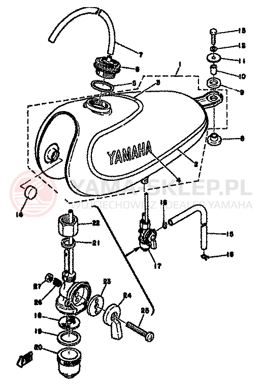 Schemat "zbiornik paliwa" do Yamaha TY50M