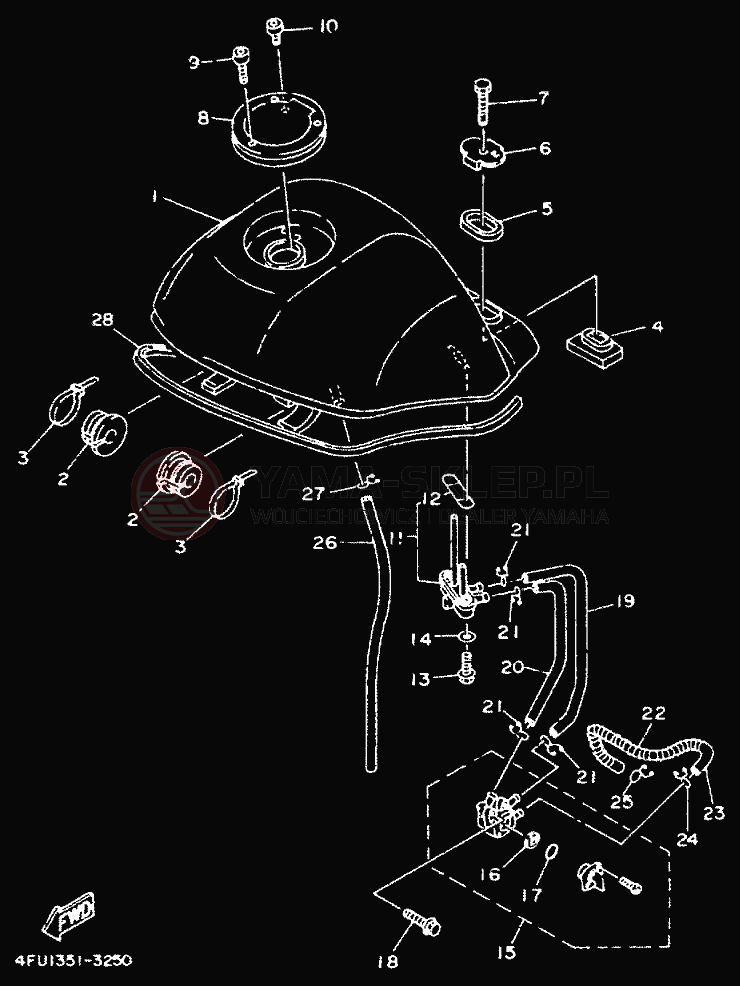Schemat "zbiornik paliwa" do Yamaha TDR125