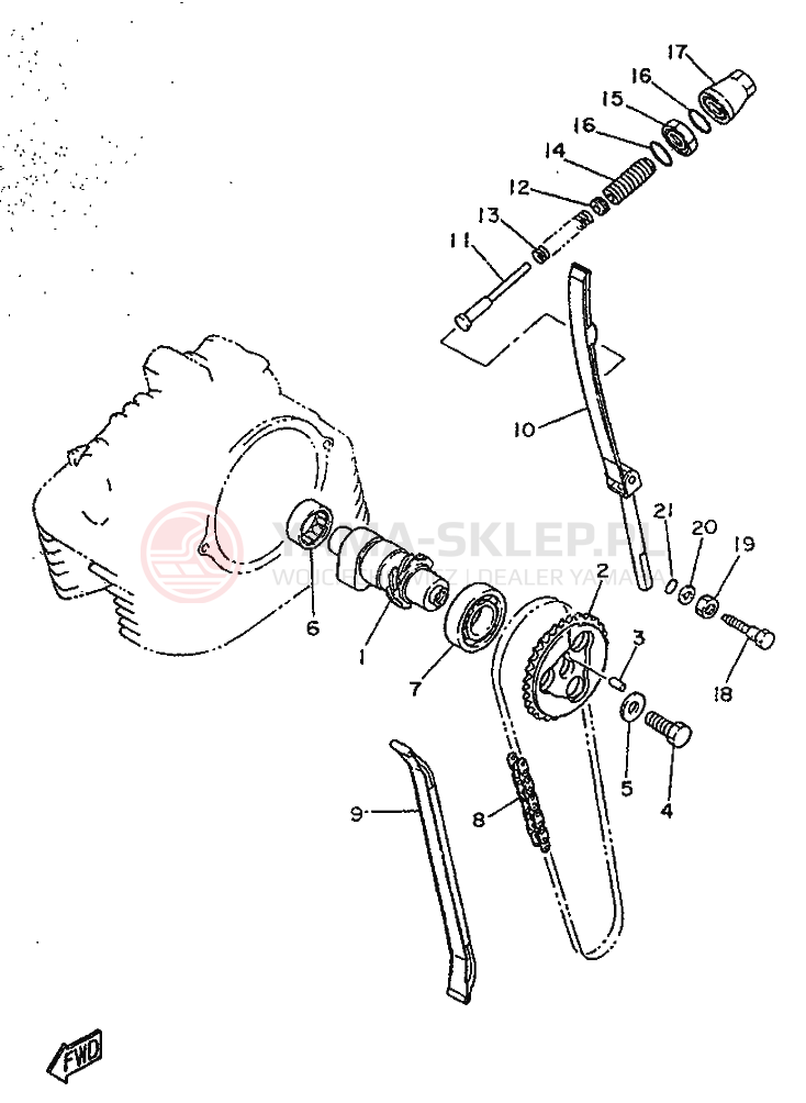 Schemat "Wałek rozrządu" do Yamaha SR250