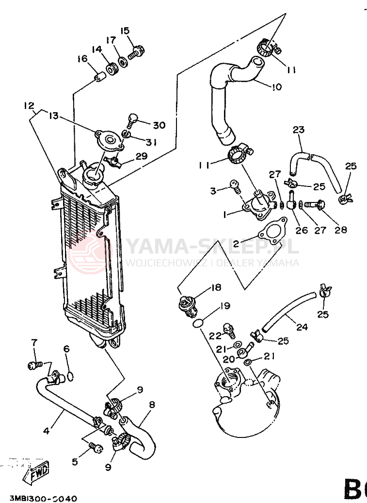 Schemat "Chłodnica oleju" do Yamaha DT125R