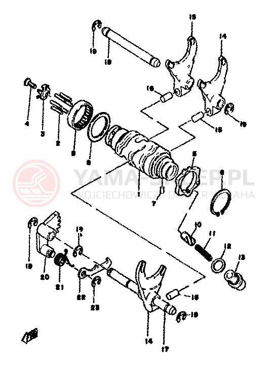 Schemat "ZMIANA BIEGÓW" do Yamaha SR500