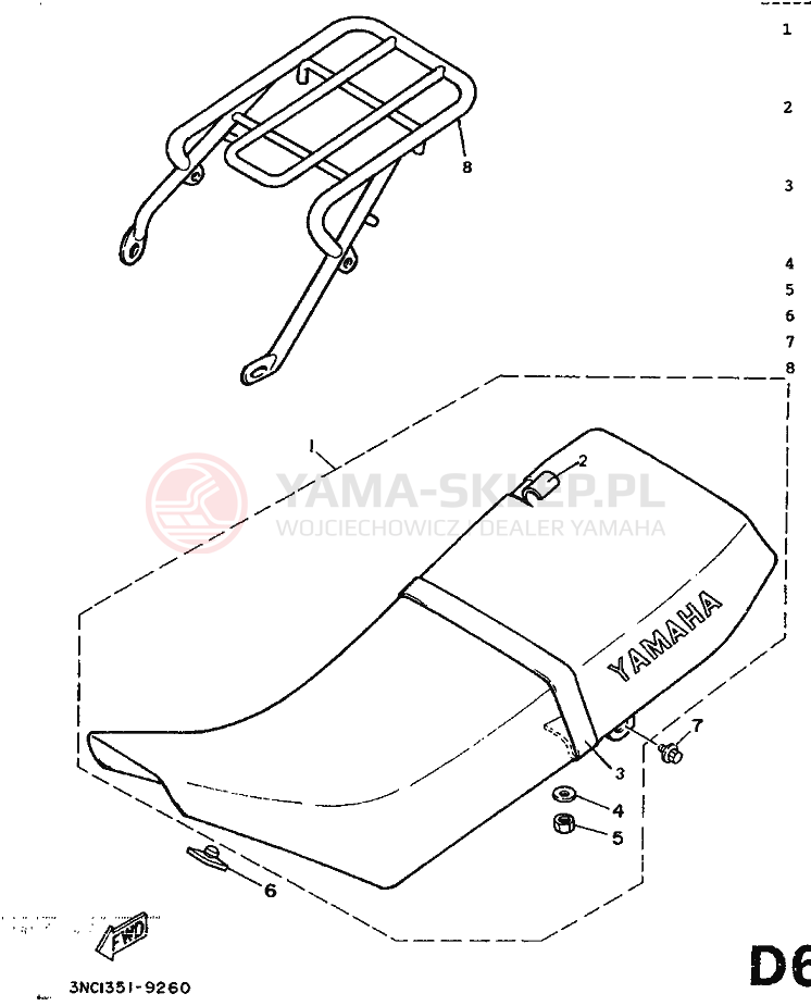 Schemat "siedzenie" do Yamaha DT125R