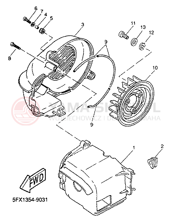 Schemat "POKRYWA I WENTYLATOR" do Yamaha WHY