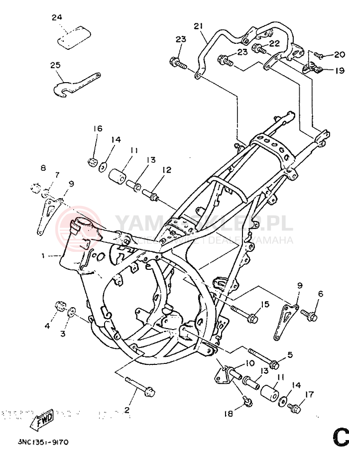 Schemat "rama" do Yamaha DT125R