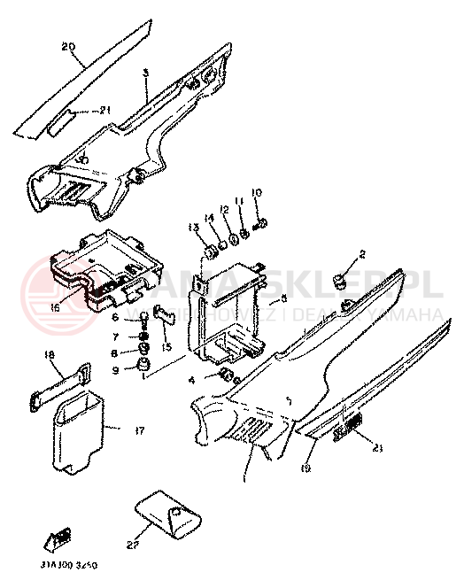 Schemat "Pokrywa boczna" do Yamaha XJ900