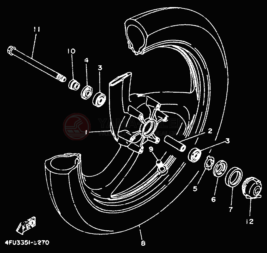 Schemat "Koło przód" do Yamaha TDR125
