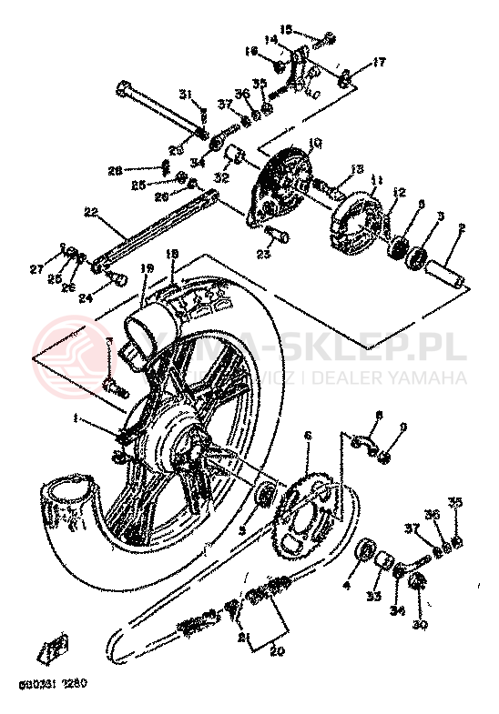 Schemat "Koło tył" do Yamaha RD80