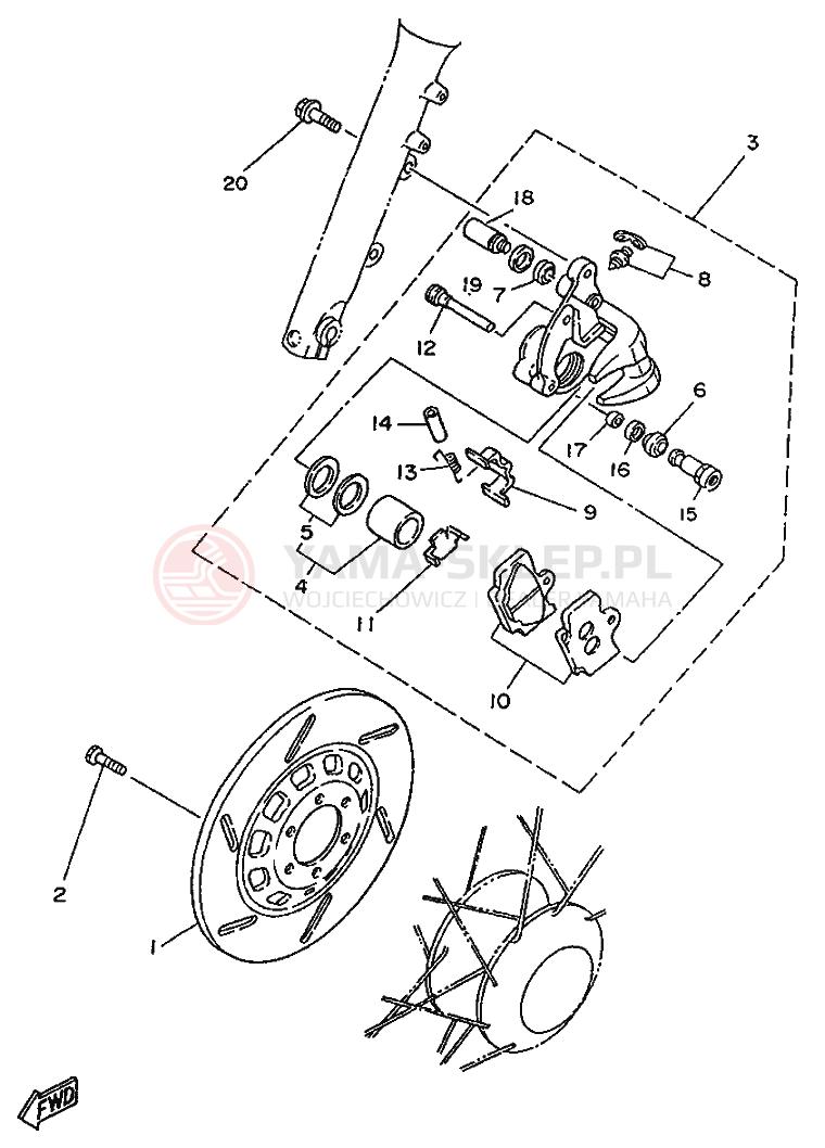 Schemat "Koło przód" do Yamaha SR250SP