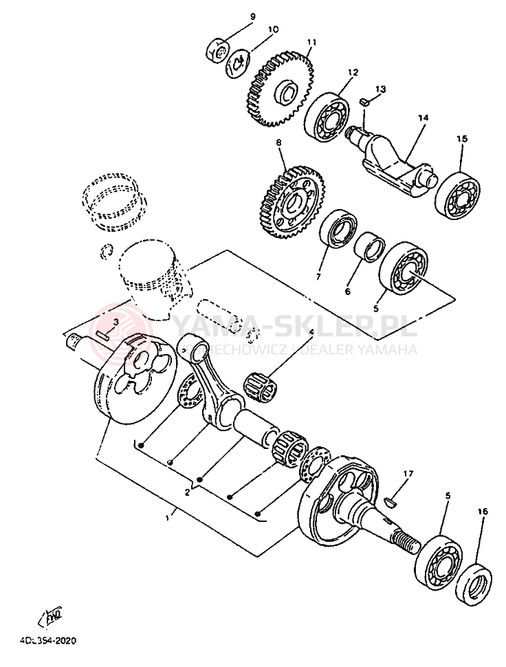 Schemat "Wał korbowy, tłok" do Yamaha TZR125