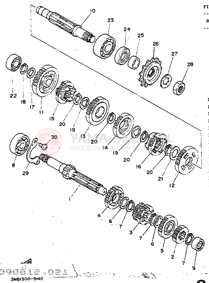 Schemat "Skrzynia biegów " do Yamaha DT125R
