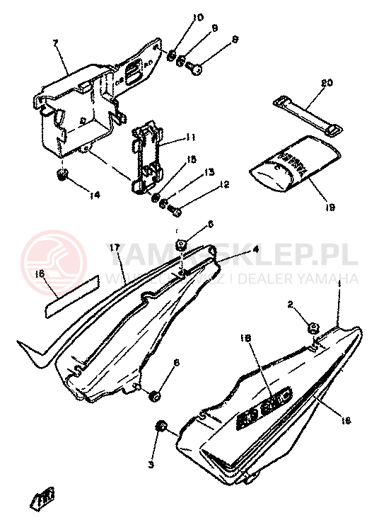 Schemat "Pokrywa boczna" do Yamaha RD350LC