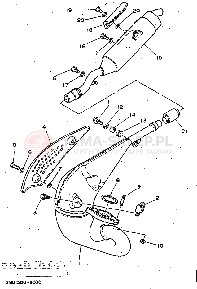 Schemat "Wydech końcowy" do Yamaha DT125R