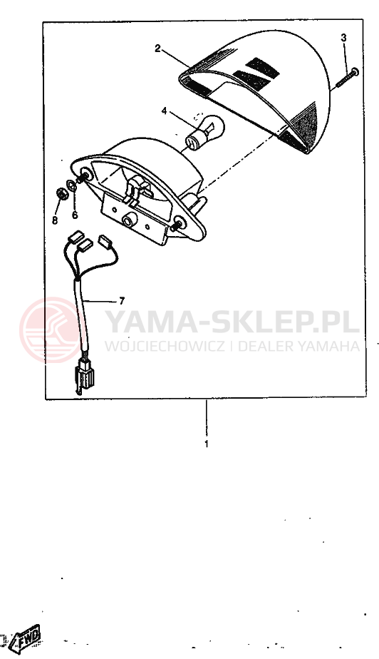 Schemat "Oświetlenie tył" do Yamaha YQ50