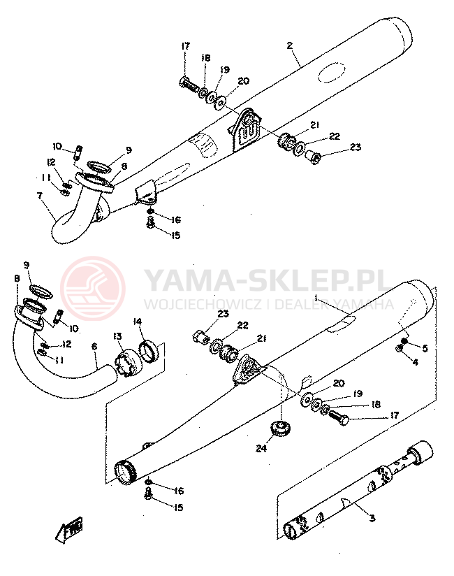 Schemat "Wydech końcowy" do Yamaha RD350