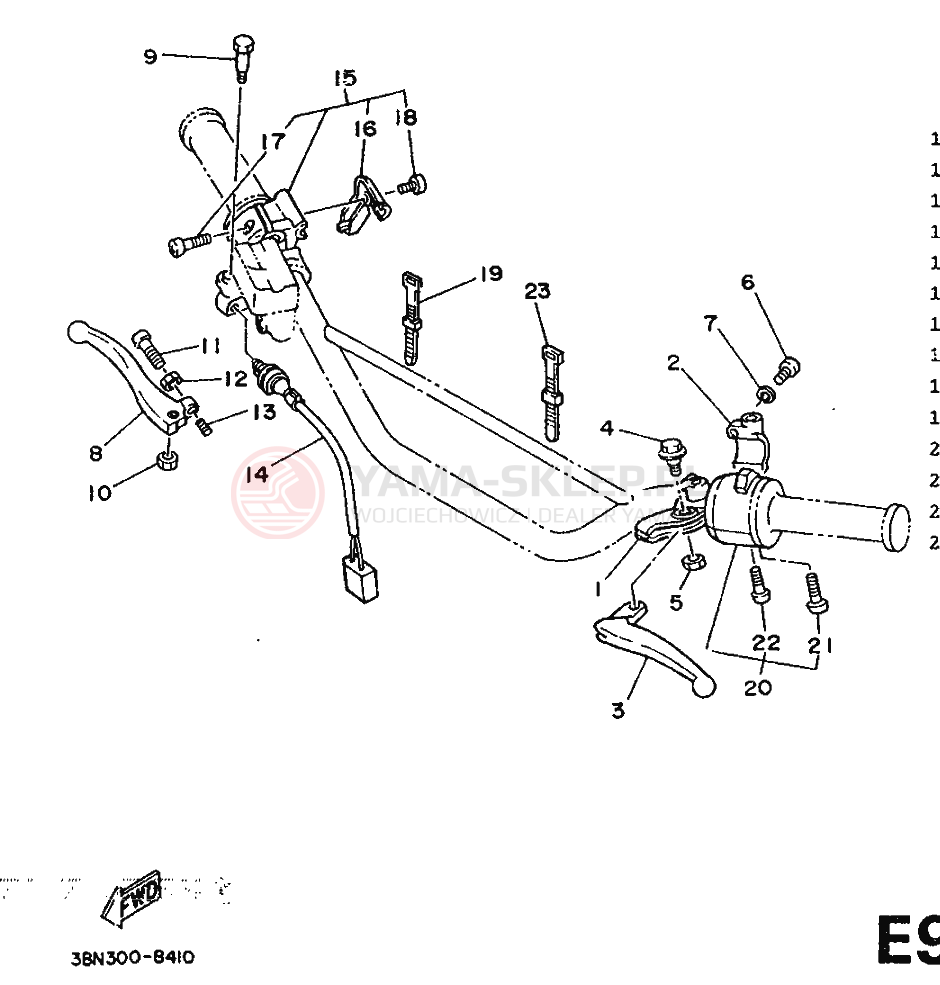 Schemat "Kierownica i osprzęt" do Yamaha DT125R