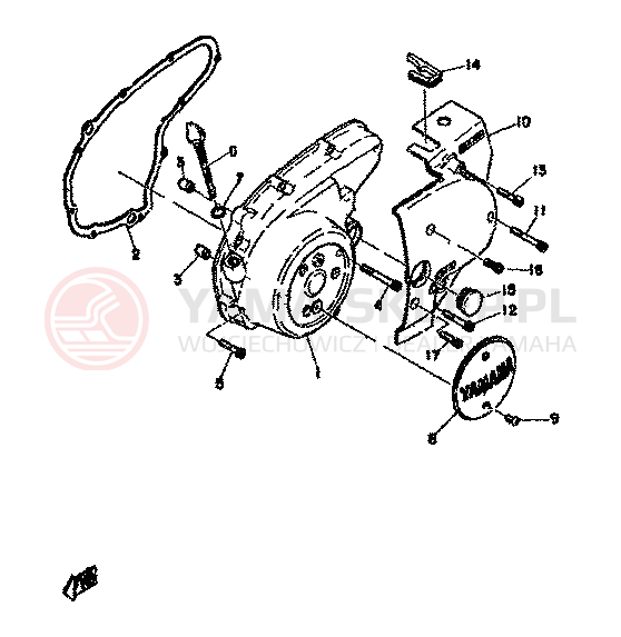 Schemat "Pokrywa silnika" do Yamaha XS500