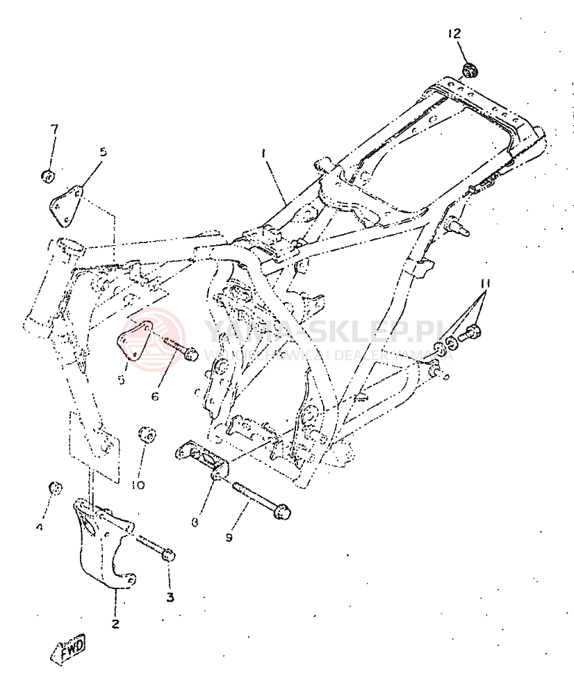 Schemat "rama" do Yamaha SR250