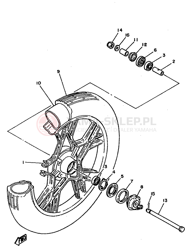 Schemat "Koło przód" do Yamaha RD80