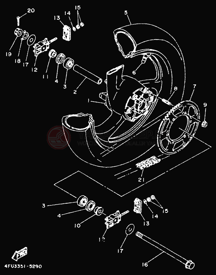Schemat "Koło tył" do Yamaha TDR125