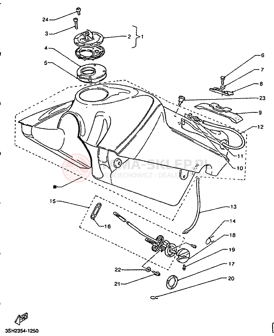 Schemat "zbiornik paliwa" do Yamaha TDR125